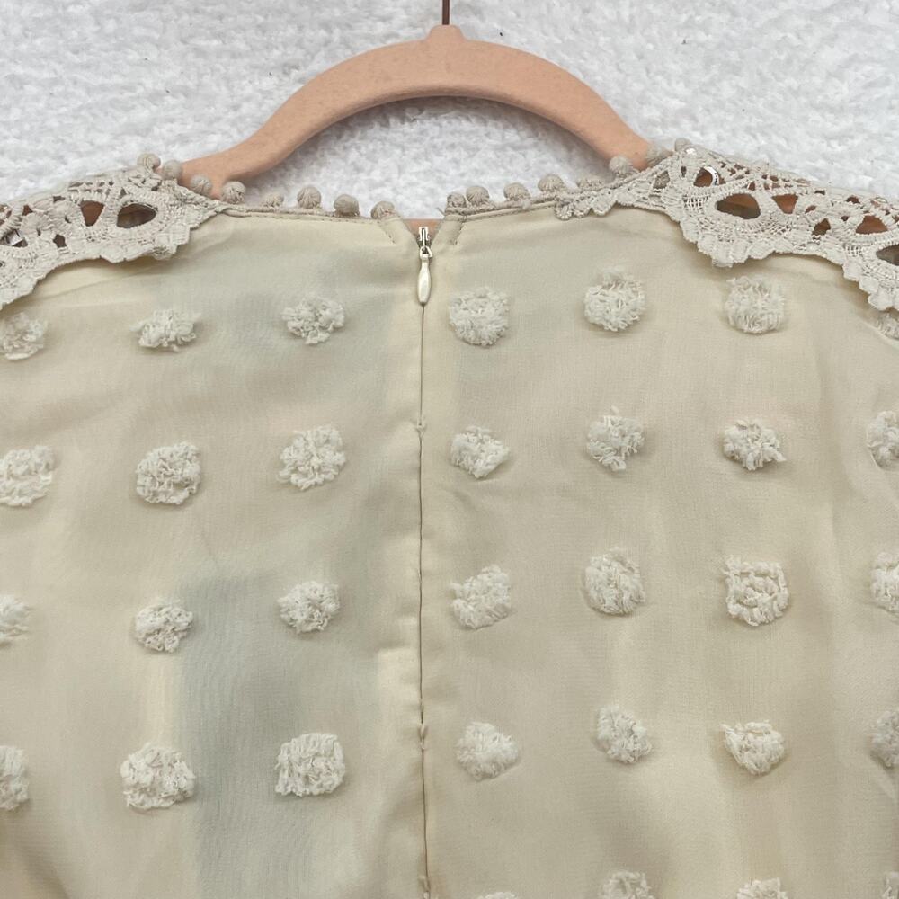 Lulus Dress Womens Extra Small Cream Long Sleeve Swiss Dot Lace Boho Mini Party - Picture 6 of 14